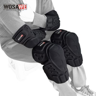 WOSAWE Motorcycle Knee Pads Protector Motocross Snowboard Skateboard Ski Roller Hockey Sports Protection Support MTB Kneepad Set