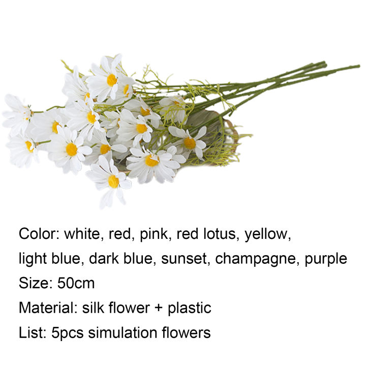 sanwood-5pcs-ดอกไม้ประดิษฐ์-marguerite-party-faux-ดอกไม้ผ้าไหมแจกันหม้อจำลองช่อสำหรับ-home