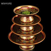 Chinese Metal Fruit Dish Buddhist Supplies Tall Feet Tribute Plate Home Creativity Tray Decoration Buddha Hall Accessories