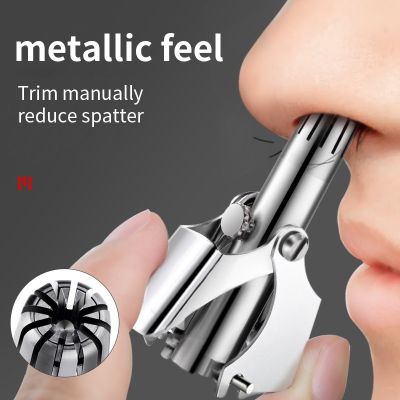 2 In1 Nose Trimmer For Men With Brush Portable Stainless Steel Nose Hair Remover Clipper Manual Razor Shaver Ear Hair Trimmer
