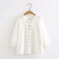 【On Clearance】【มีไซส์ใหญ่】Plus Size White Women Blouse Lady OL Work Wear Cute Tops