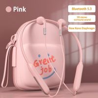 Ultra-long Standby Headset Magnetic Headband Neck Wireless Headphones 9d Wireless Binaural Stereo On-ear Running Pink Over The Ear Headphones