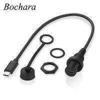 Bochara USB Type C 2.0 Male to Female Dashboard Flush Panel Mount Extension Cable For Car Truck Boat Motorcycle