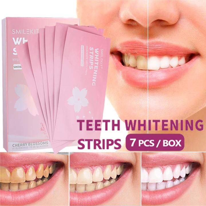 Cherry Blossoms Whitening Teeth Strips Professional Bleaching Kit Gel