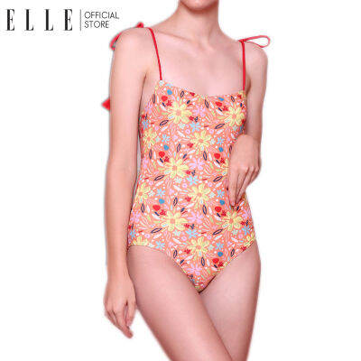 ELLE SWIMWEAR  ชุดว่ายน้ำสตรี 1 Piece สีส้ม ลายดอกไม้ สายถักเปีย มีตุ้มปลายพู่ ขาเว้าสูง E0P1BPJ14202OR