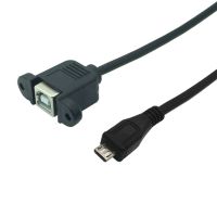 Kabel isi daya dan kabel ekstensi USB mikro 5pin pria ke USB tipe B 2.0 wanita dengan lubang sekrup 0.3M 0.5M