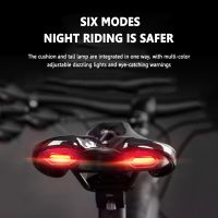 【LZ】✘☎✒  Durable Bicycle Saddle with USB Charging Light Mountain Road Bike Seat Cushion Warning Lights Outdoor Cycling Supplies