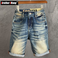 High Quality Vintage Blue Short Jeans for Men 2022 Summer New Fashion Casual Cotton Stretch Regular Fit Denim Shorts Male nd