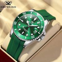 【July hot】 brand green ghost calendar waterproof luminous mens automatic watch silicone business vibrating non-mechanical