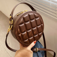 High Quality Rhombus Chocolate Square Round Cake Handbag Female Bag 2021 New Korean Fashion One Shoulder Messenger Waist Bag