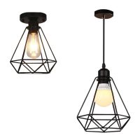 Retro Industrial Pendant Light Nordic Black Metal Cage Lighting Fixtures Iron Loft Cage Kitchen Vintage Adjustable Hanging Lamps LED Strip Lighting