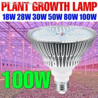 ☑Water☋หลอดไฟ Grow 220V E27 Phytolamps 18W 28W 30W 50W 80W 100W Fitolampy โคมไฟ Hydroponic E14ในร่ม