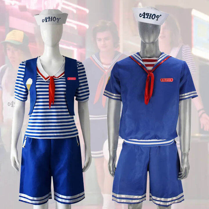 Unisex Stranger Things Scoops Ahoy Steve Navy Cosplay Costume T-shirt -  Anime Hoodie Shop