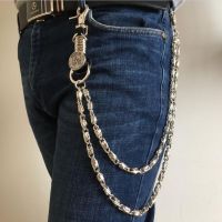silver color Visual Heavy Rock Metal Hip Hop Gothic Rock Pants Trousers Jean Wallet Key Mens Waist Key Chain