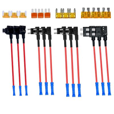 24pcs 4 types of 12V additional circuit adapters and fuse kits - tap car fuse holder with MICRO2 Mini ATC ATS thin tap adapter Fuses Accessories