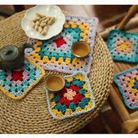 Original Handmade Crochet Doilies Suit Square DIY Colors Coaster Dining Room Table Decor Placemats Traycloth Prop 12-19CM 10pcs