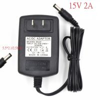 1ชิ้น15V2A คุณภาพสูง AC 100V-240V อะแดปเตอร์แปลง DC 15V 2A 2000Ma ปลั๊กแหล่งจ่ายไฟ EU 5.5มม. X 2.1-2.5มม.