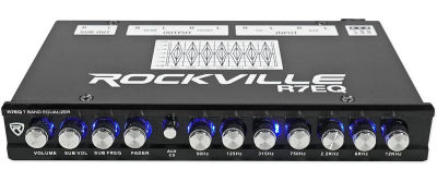 Rockville R7EQ 1/2 Din 7 Band Car Audio Equalizer EQ w/Front, Rear + Sub Output