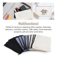 Cotton Canvas Cosmetic Bag,Multipurpose Cosmetic Bag,Travel Cosmetic Bag with Zipper,Blank DIY Craft Bag Pencil Case