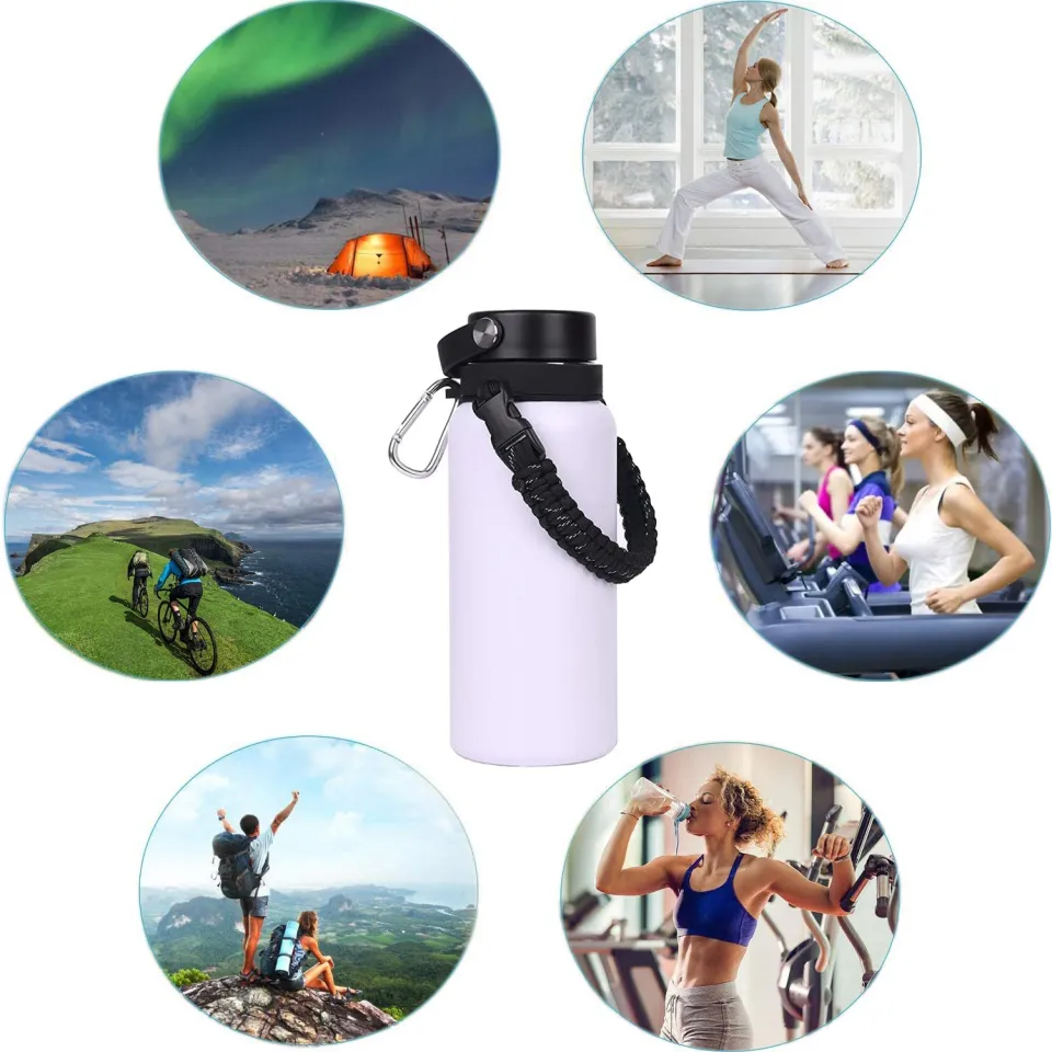  Miracredo Paracord Handle for New Hydro Flask 2.0 Wide Mouth Water  Bottle with Rubber Ring & Carabiner, Easy Carry Strap Holder for Hydro  Flask Water Bottle, Fit 12 oz to
