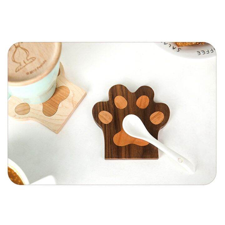 simple-water-coaster-household-coaster-bottom-drag-creative-walnut-tea-coaster-beech-cute-cat-claw