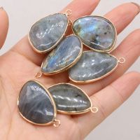 【cw】 Flash Labradorite Stone WaterDrop Pendant Crafts Jewelry MakingDIY Necklace Accessorie Gift20x33mm ！