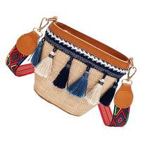 Women Simple Slant Bag Weave Broadband Tassel Bag