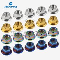 Wanyifa Titanium Nut M10x 1.0 1.25mm 1.5mm Pitch Sprocket Flange Nut for Honda Suzuki Yamaha Bluing Gold Rainbow แพ็ค 5-SJK STORE