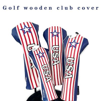♗ஐ Simple striped stars USA golf club Headcovers Cover for Driver Fairway Woods Covers Hybrid Waterproof PU Leather Protector