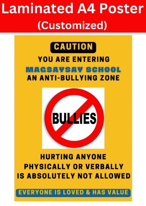 Laminated Anti-Bullying Posters, Stop Bullying Posters, Say No To ...