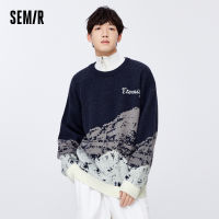 Semir เสื้อกันหนาวผู้ชาย2022ฤดูหนาวหลวมเวอร์ชั่นเกาหลีปิดไหล่ศิลปะเสื้อถักสบายทุกวันรอบคอใหม่เสื้อกันหนาวด้านบน