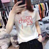 2023 summer new womens clothing national trend China china round neck versatile cotton short-sleeved t-shirt ladies white top