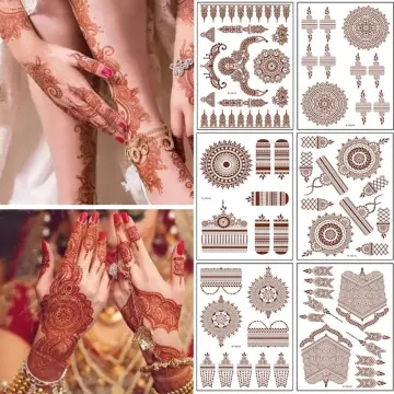 Voorkoms henna tattoo feel realistic mehndi color on hand wedding instant  use temporary tattoo sticker for girls womens : Amazon.in: Beauty