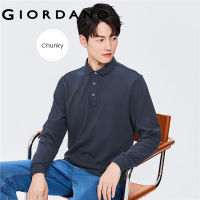 hot●Giordanoผู้ชาย ผ้าฝ้ายหนาแปรงสีทึบแขนยาว POLO Free Shipping 01012781 9282