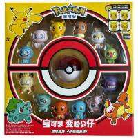 AHlmsm ของแท้ Pokemon อะนิเมะ Pikachu Bulbasaur Pokeball ชุด Eevee Gengar Mewtwo Action Figure ตุ๊กตาเปลี่ยนใบหน้า Elf Ball ของเล่น