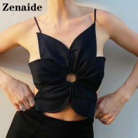 Zenaide y Backless Crop Tops Summer Off Shoulder Flower Shape Top Women Party Club Outfits Mini Cute Cut Out Camisole