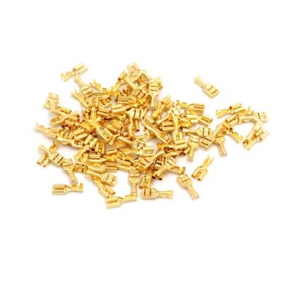 UNI 100 pcs 4.8mm GOLD brass ลำโพงรถยนต์หญิง Spade Terminal Wire CONNECTOR