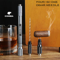 COHIBA 4-In-1โลหะ Cigare วาด Enhancer เครื่องมือแบบพกพา Ciger Dredge เจาะ Cigaar Punch เครื่องตัด Sharp Ciga เข็ม Smking อุปกรณ์เสริม