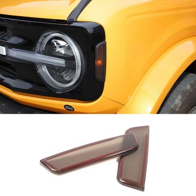 Front Side Signal Lamp Shade Light Cover Trim for 2021 2022 Car Accessories, Smoky Black