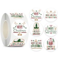 100-500pcs Merry Christmas Gift Decorative Stickers Round Thank You Labels Handmade Candy Biscuits Package Christmas Sticker Stickers Labels