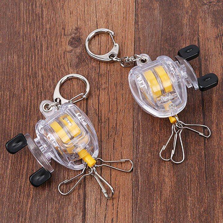 Portable Fishing Reel Keychain Key Ring with Retractable Steel Wire
