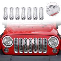 Front Grill Mesh Inserts Clip-in Grille Guard for Jeep Wrangler JK JKU Unlimited Rubicon Sahara 2007-2017 Chrome