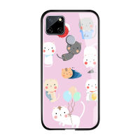 UCUC เคสโทรศัพท์เคสสำหรับ Realme Narzo 30A ปลอก Realmi Narzo30A หรูหราน่ารักสาวการ์ตูนสำหรับแมวสัตว์เลี้ยง Kitty Glossy ปลอกเคสมือถือกันกระแทกกระจกเทมเปอร์ฝาหลัง