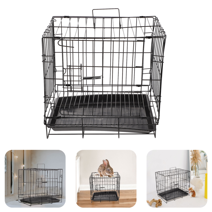 กรงสัตว์พับกรงสุนัขถาดลวดเหล็ก-kennel-protection-house-cat-crate-travel-metal