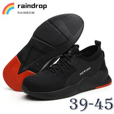 🌈raindrop🌈รองเท้านิรภัย / ป้องกันการกระแทก / ป้องกันการแทง / นุ่ม / สบาย / รองเท้านิรภัยในการทำงาน / ระบายอากาศได้/Men sneakers/raindrop🌈