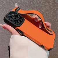 Luxury Leather Wrist Strap Holder Stand Phone Bracket Cover For iPhone 14 Pro Max Plus 11 12 13 Pro Max Shockproof Silicone Case