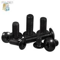 100Pcs/lot TM Screws Phillips Truss Mushroom Head Screw Black Plated Electronic Carbon Steel Screws M2 M2.5 M3 M3.5 M4 M5 M6