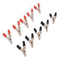 BOKALI 10pcs สีดำ/สีแดง 10A Heavy Duty จระเข้อลิเกเตอร์ที่หนีบคู่ตัวทดสอบ/สายไฟ