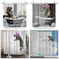 3D Digital Printing Resistant Waterproof Bathroom Shower Curtain Cute Dinosaur Funny Animal Shower Curtains Bathroom Bathtub Decoration Waterproof Polyester Bath Curtain Home Decor with Hooks