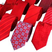 High Quality Ties for Men Fashion Jacquard Woven Classic Mans Necktie For Wedding 6cm Width Slim Groom Neck Tie Red Striped Tie Cable Management